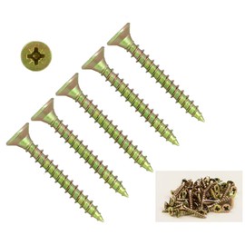 TERF® Multi Purpose Screws 4.0 X 50mm Pozi Flat Double Countersunk Zinc Yellow Screws For PVCu Wooden Timber Chipboard MDF and other similar types Screw Size 4.0 X 50mm - Pack of 200