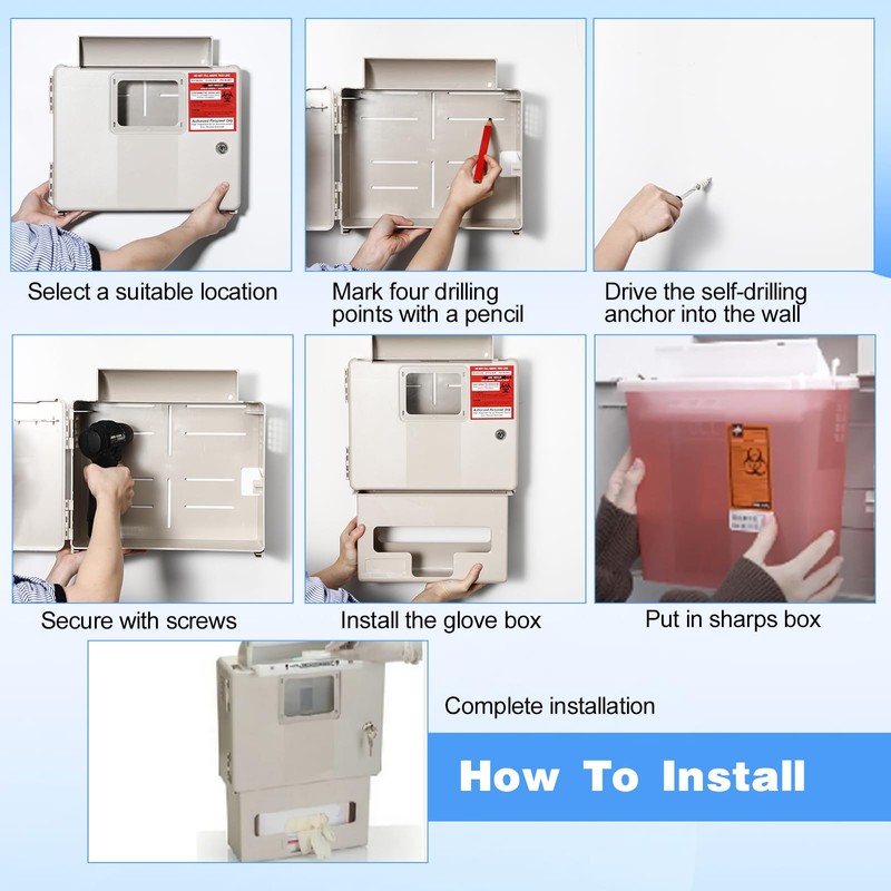 Geiserailie Wall Mount Locking Cabinet with Glove Box for 5