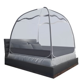 Yurt Mosquito Nets Portable Silent Folding Used in Family Dormitories Convenient Storage Bottomed Mosquito Nets to Prevent Mosquito Bites (Color : Grey, Size : 1.5m (5ft) Bed)