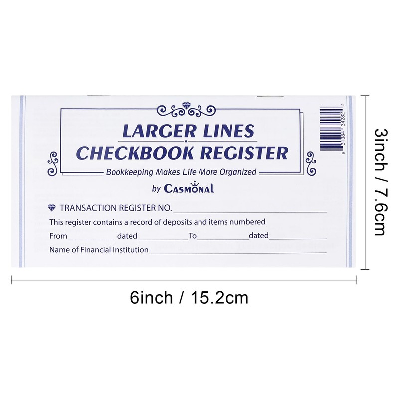Larger Lines 20 Pack Checkbook Register, Check Registers for Personal