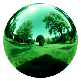 Mageeki 12 Inch Stainless Steel Gazing Ball, Garden Gazing Globe Mirror Ball, Polished Shiny Sphere for Garden Yard Outdoor, Swimming Pool Decoration (Green)