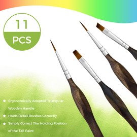 CNMTCCO Fine Brush Set, 11 Pieces Acrylic Paints, Acrylic Brush Watercolour Model Making Painting Brush for Acrylic Painting, Painting by Numbers Thin Small, Watercolour, Model, Detail Miniature