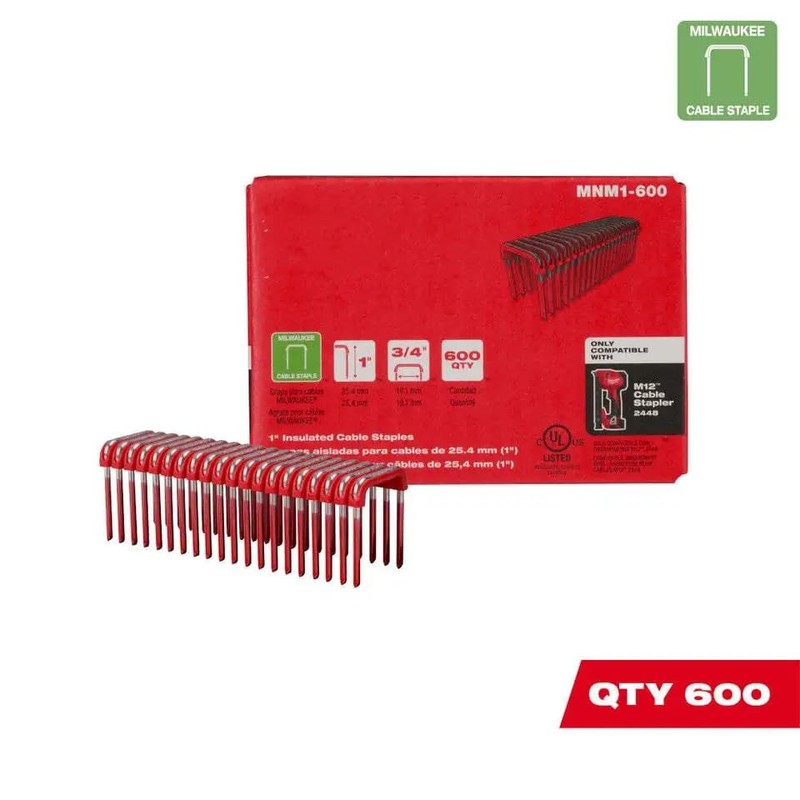 Mnm1-600 Insulated Cable Staples for Milwaukee Tool M12 Cable Stapler,