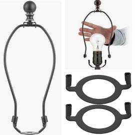 Create idea Pack of 4 Lamp Harp Holder Saddle Adapter Black 4.2 cm Compatible with E27 Thread Base Non-Slip Lampshade Adapter Metal Lamp Shade Holder
