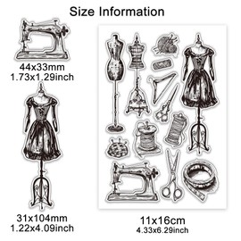 PH PandaHall Sewing Themed Clear Stamps Sewing Model Rubber Stamps, Vintage Sewing Machine Silicone Stamps for DIY Scrapbooking Photo Album Decorative Card Making, 6.3x4.3inch