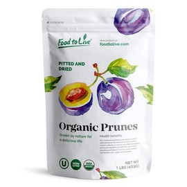 Food to Live Organic Pitted Prunes, 1 Pound - Dried California Plums, Non-GMO, Kosher, Unsulfured, Unsweetened, Bulk