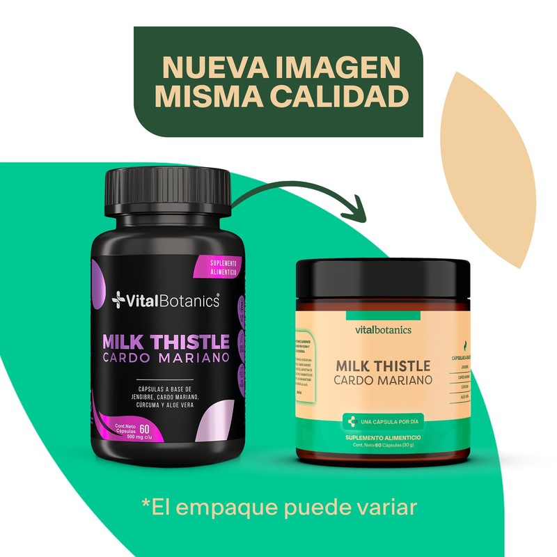 Milk Thistle. Cardo Mariano, Aloe Vera, Curcuma y Jengibre. Con