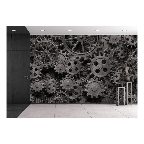 wall26 - Many Old Rusty Metal Gears or Machine Parts
