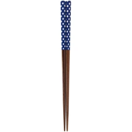 Aoba Children's Chopsticks Dishwasher Safe, Natural Wood, Period, Blue, 7.7 inches (19.5 cm)