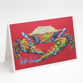 Caroline's Treasures Crab Seafood One Greeting Cards Pack of 8 Blank Cards with Envelopes Whimsical A7 Size 5x7 Blank Note Cards