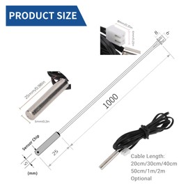 B3950 NTC Thermocouple, 10k Stainless Steel Temperature Sensor Probe Highly Accurate Temperature Test Thermal Sensor (1M)