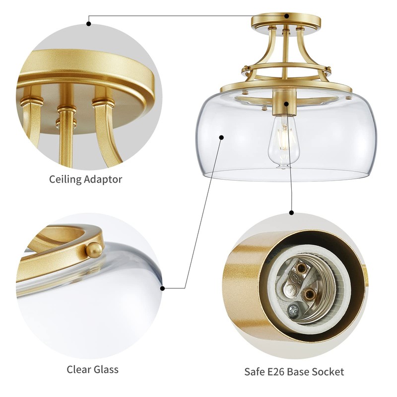 WUZUPS Chandelier Rustic Farmhouse Industrial Round Semi-flushmount Ceiling LED Light