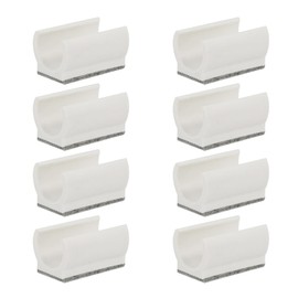 Nicerity 8Pcs Rectangle Shaped Chair Leg Tips Caps with Felt Pads U Shaped Chair Tube Floor Protectors for Round Sled Base Chair Leg (20mm,White)