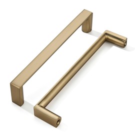 khtumeware 5 Pack 6-1/4 Inch(96mm) Champagne Bronze Square Cabinet Pulls Satin Brass Kitchen Cabinet Handles Kitchen Cabinet Hardware Gold Drawer Pulls for Dresser Cupboard