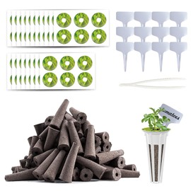 215 Pack Hydroponic Pods Supplies for Aerogarden Pods, Grow Sponges for Hydroponics, Seed Pods Kit with 100 Grow Sponges, 102 Pod Labels,12 Plant Labels, 1 Tweezer for Hydroponic Indoor Garden System