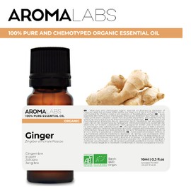 BIO - Ginger Essential Oil - 10mL - 100% Pure, Natural, Chemotyped and AB Certified - Aroma Labs (French Brand)