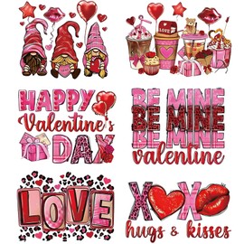 Red Pink Valentines Iron on Transfers, Western Valentines Htv Heat Transfers Vinyl for Clothes Bag Pillow DIY Crafts Fabric Decor