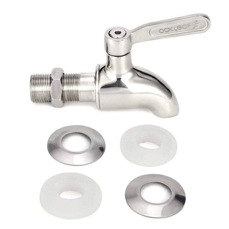 Oak Leaf Replacement Spigot for Beverage Dispenser, Stainless Steel Spigot