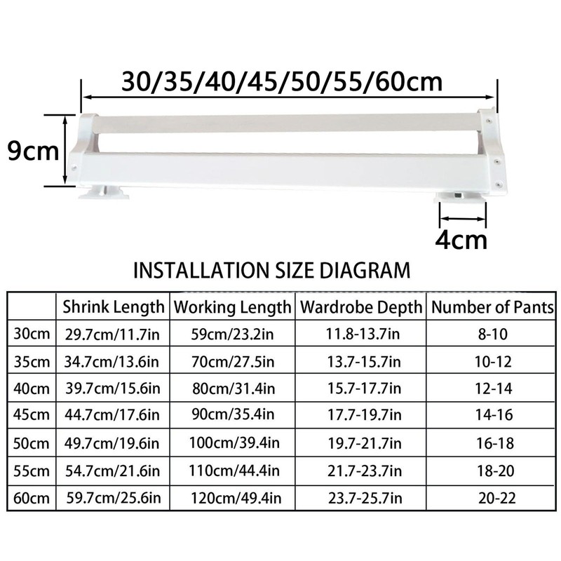 ZandN Closet Clothes Hanger Rail,Pull-Out Closet Rod,Pull Out Clothes Hanger