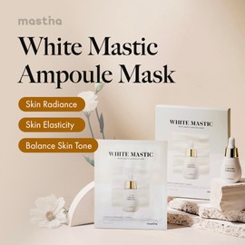 MASTINA Mastic Ampoule Face Sheet Mask (12 Pack), Korean Facial Mask Infused with a Full Bottle of Mastic Serum for Instant Hydration & Radiant Glow, For All Skin Types