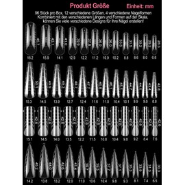 XIAOHEBAN 96-Piece Dual Nail Forms Set, 4 Shapes Dual Tips Nail Extension Extension, 12 Sizes Nail Gel Shapes, Nail Shape Set for Polygel Extension, for Nail Art, DIY at Home