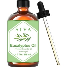 SIVA Eucalyptus Essential Oil - 4 Fl Oz – Natural Eucalyptus Oil - for Diffuser, Face, Skin Care, Aromatherapy, Hair Care, Scalp and Body Massage - with Dropper