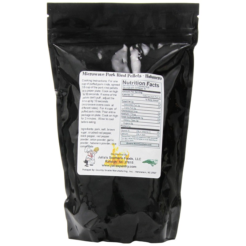 Chef Piggy Tail Microwave Pork Puffies Pork Rinds, Habanero, 16