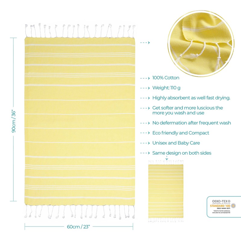 Cacala Hand Face Turkish Towel Pestemal 60x90 cm Peshtemal Fouta