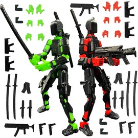 T13 Action Figure Set (Assembly Completed), 3D Printed Multi-Jointed, Titan 13 Action Figures, Multi-Articular Lucky Mobile Robot Nova T-13,Desktop Decorations for Game Lovers Toys (Black Red Green)