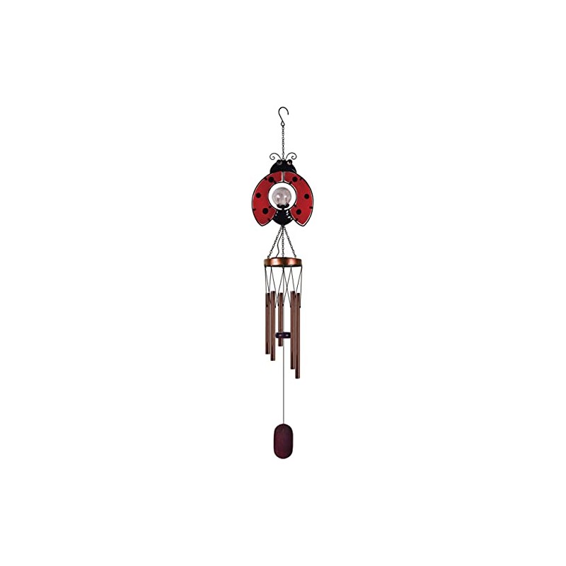 Sunset Vista Designs Collection Solar Wind Chime, Ladybug, 7.48" x