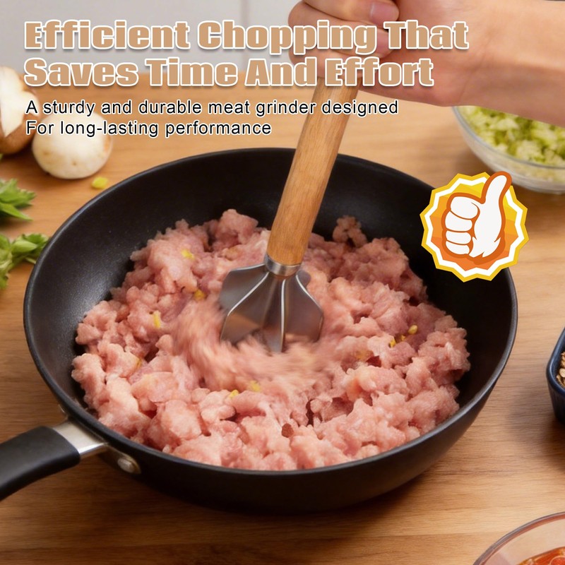 QAWRZZPR 6-Blade Stainless Steel Meat Masher & Meat Chopper -