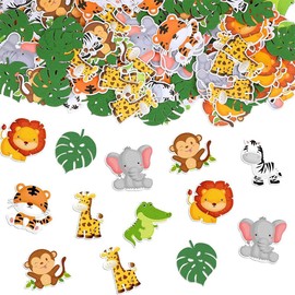 100Pcs Jungle Animal Confetti Jungle Safari Baby Shower Table Decorations for Wild One Baby Shower Gender Reveal Birthday Party Supplie