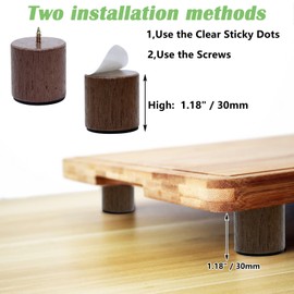 ANFU Cutting Board Feet, Walnut Chopping Board Feet, Cutting Board Feet Non Slip, Self Adhesive Feet, Wooden Cutting Board Legs with Screw (Walnut Short)
