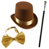 Tigerdoe Brown Top Hat and Bow Tie with Walking Scepter-