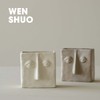 WENSHUO Abstract Square Face Pen Holder, Modern and Minimalistic Desk