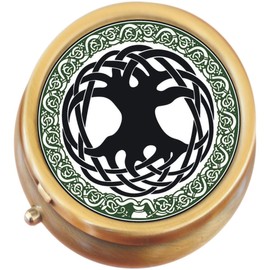 Celtic Tree Brass Round Pill Box