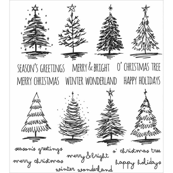 Tim Holtz Stampers Anonymous "SCRIBBLY CHRISTMAS" Rubber Cling Stamp Set
