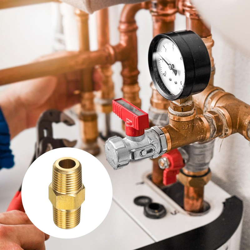 sourcing map 2pcs Brass Pipe Fitting 1/8" BSPT x 1/8"
