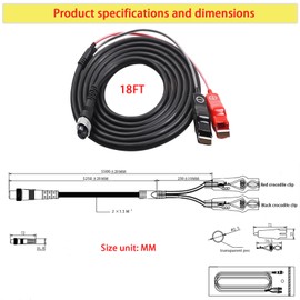 kzfuli 18 Feet Electric Fishing Reel Battery Power Cable is Compatible with Shimano, Daiwa Tanacom 1000, BeastMaster, Seaborg 500MJ, and ForceMaster. (5.5M/18FT)