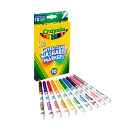 Crayola® Ultra-Clean Washable Markers, Fine Tip, Assorted Classic Colors, Box of 10