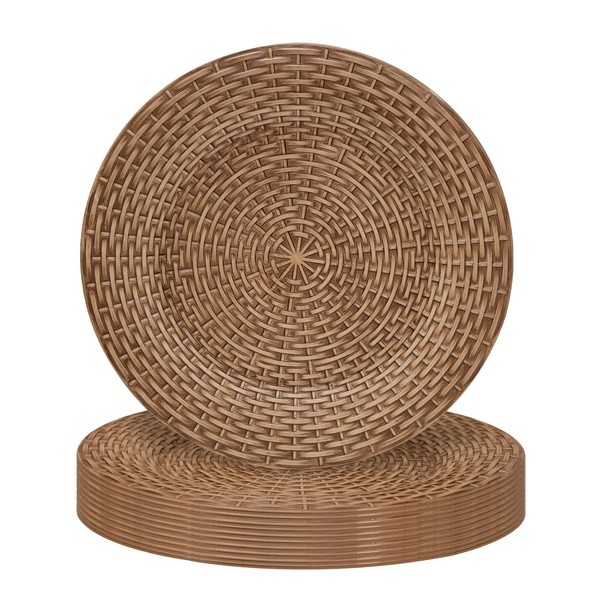 MAONAME Faux Rattan Charger Plates Set of 12, Table Chargers