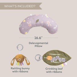 Taf Toys Tummy Time Training Set, Tummy Time Development Cushion 0-3 months,Rattle Bunny, Crinckle Leaf Toys Development, Newborn Development ergonomic tummy time toy Baby Toys 0-6 Months Sensory Toys