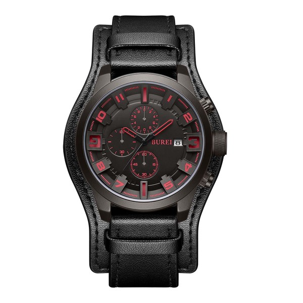 BUREI Watches Men's Sports Chronograph Watch Men's 30M Waterproof Quartz