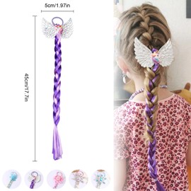 Ksvaye Pack of 5 Colourful Hair Strands Children's Synthetic Hair for Braiding Hair Extensions Braided Braid Headband Wig Ponytail Hair Accessories for Girls Elsa Braid Princess Party