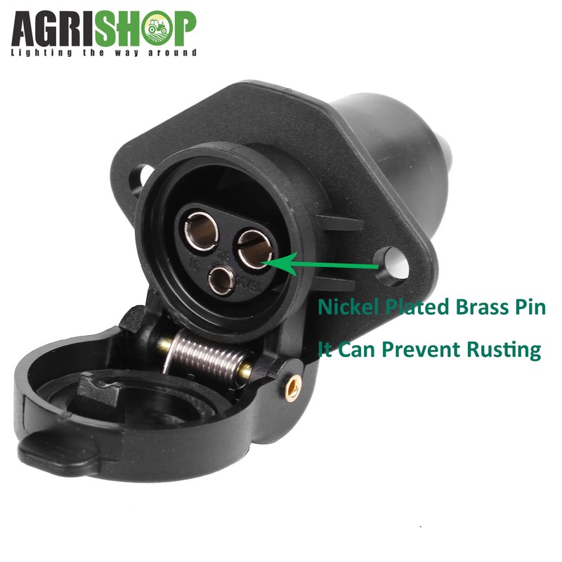 AGRISHOP 2 x Trailer Plug 3-Pin and 1x Trailer Socket