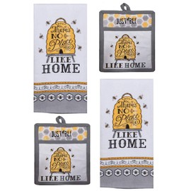 Just Bee Küchen-Dekor-Set aus 2 Handtüchern und 2 Taschenhandschuhen, 4 Stück