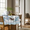 Horaldaily Christmas Tablecloth 60×60 Inch Round, Blue Snowman Pine Snow