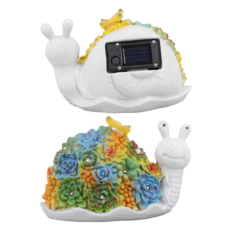 Solar Snail Statue Waterproof Cute Snail Figurine Succulents Garden Ornament