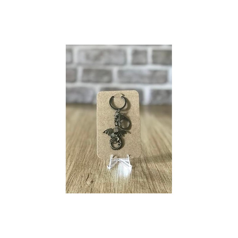 LARGE KEYRING - Flying Dragon - Antique Bronze Plated. Split