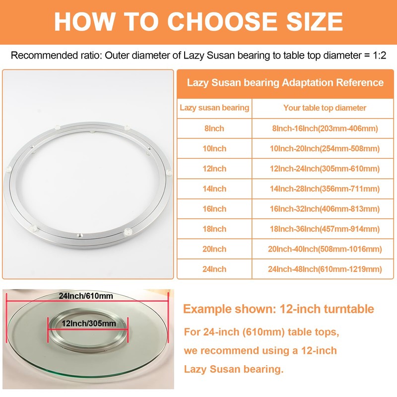 TamBee Aluminum Lazy Susan Heavy Duty Metal Rotating Hardware Turntable